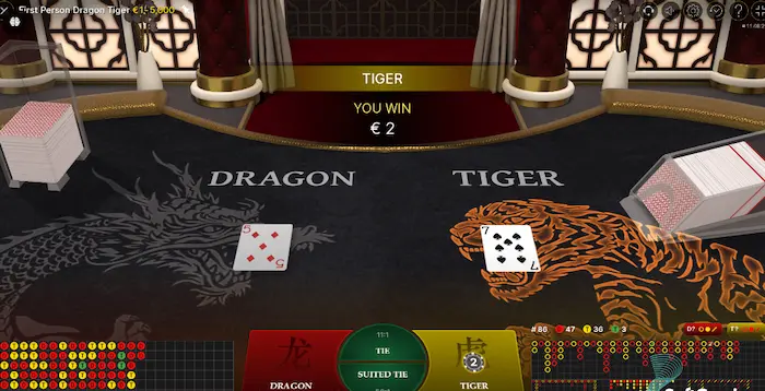 How to calculate points in the Dragon Tiger game